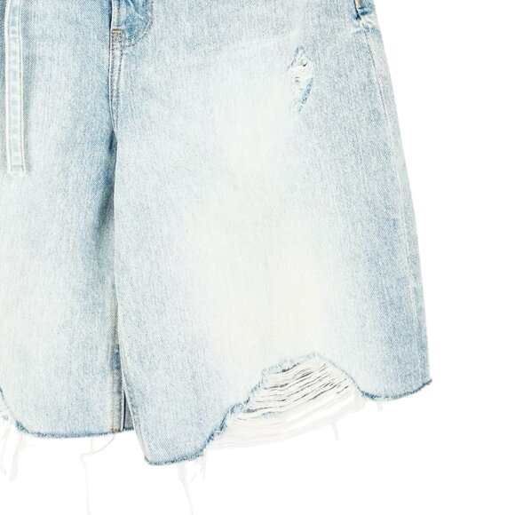 Express Women's 90s High Rise Distressed Belted Blue Denim Bermuda Size 4 NWOT - Picture 5 of 12